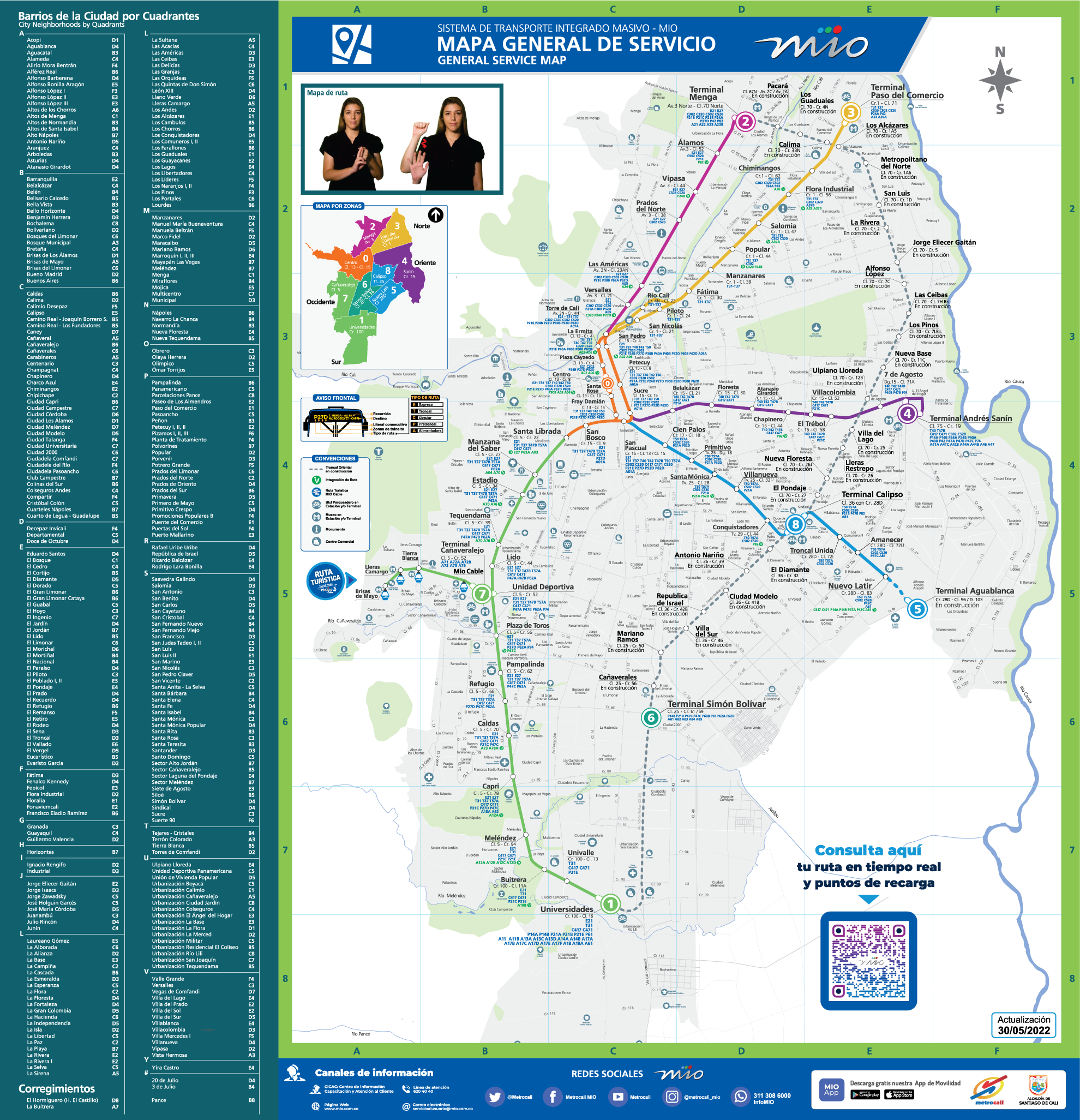 Mapa general de servicio MIO
